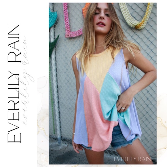 Waffle Knit Color Block Tank - Picture 5 of 14